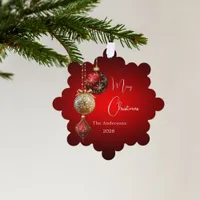 Red gold baubles Christmas decor Ornament Card