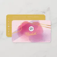 Elegant Pink and Gold Brush Strokes Business Card