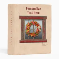 Southwest Chile Wreath on Rustic Red Wood Window Mini Binder