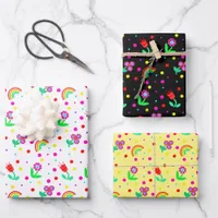 Flowers, Flowers and Polka Dots Girl's   Tissue Pa Wrapping Paper Sheets