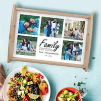 Custom Family Photo Collage Love Life Quote Modern Serving Tray