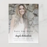 Modern Graduation Photo Typography Save the Date Invitation Postcard