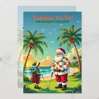Christmas Par-Tee Funny Tropical Golf Santa Party Invitation