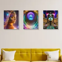 Colorful Fantasy AI Art 3 Prismatic Alien Women Acrylic Photo Tile