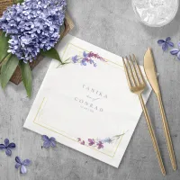 Wildflower Wedding Watercolor Names Peri ID954 Paper Dinner Napkins