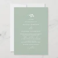 Light Sage Green Wedding Simple Elegant Classic Invitation