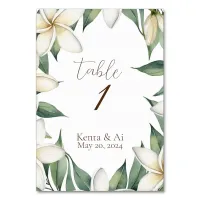 Personalized Plumeria Wedding Table Number