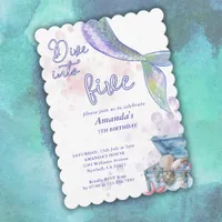 Dive Into Five Mermaid 5th Birthday Party  Invitation