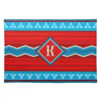 Southwest River Canyon Red Turquoise Monogrammed Cloth Placemat