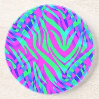 On the Wild Side, Colorful Abstract Zebra Print Drink Coaster