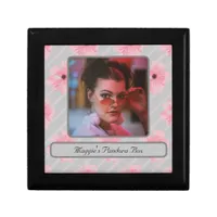 Pink Flowers And Stripes Personalized Gift Box