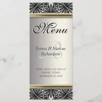 Exotic Silver Black White Decor Wedding Menu