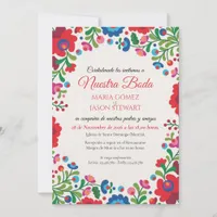 Colorful Floral Aesthetic Folk Art Spanish Wedding Invitation