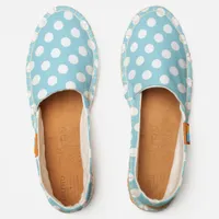 Cool Summer Light Blue White Polka Dots Patterned Espadrilles