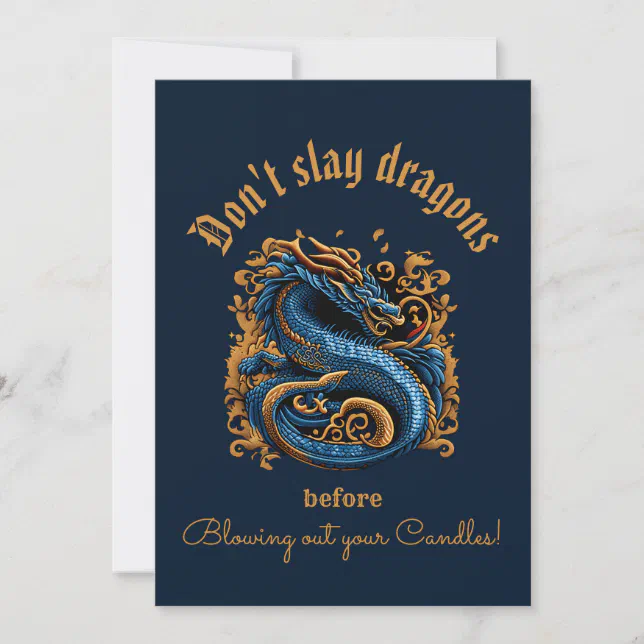 Royal Blue Dragon Birthday Card