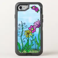 Whimsical Folk Art Flowers Colorful OtterBox Defender iPhone SE/8/7 Case