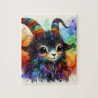 Adorable Colorful Watercolor Goat Jigsaw Puzzle