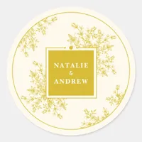 Spring Summer Wildflowers Meadow Wedding Couples Classic Round Sticker