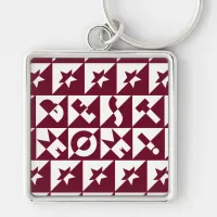 Best Mom Red and White Pattern with Stars Keychain