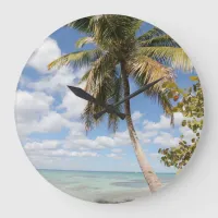 Isla Saona - Palm Tree at the Beach Large Clock