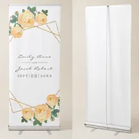 Elegant Gold Glitter Geometric Orange Floral Wed Retractable Banner