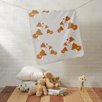 Cute foxes with hearts, hand drawn baby blanket