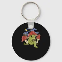 Frog With Mushroom Hat - Cottagecore Goblincore Bo Keychain