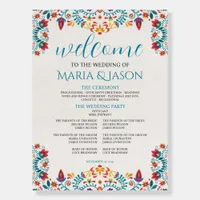 Mexican Fiesta Colorful Botanical Wedding Program Foam Board