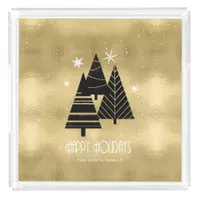 Christmas Trees and Snowflakes Gold ID863  Acrylic Tray