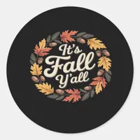 It’s Fall Y’all Halloween Bats Pumpkin Trendy Classic Round Sticker