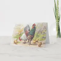 Vintage Chicken Family Easter Holiday Card