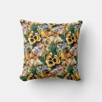 Beautiful Stylish Retro Vintage Pattern Pansies Throw Pillow