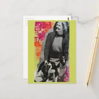 Lady With Two Dogs Collage Postcard