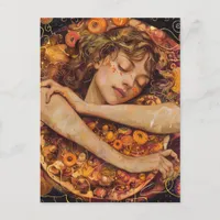 Pizza Love Faux Klimt  Postcard