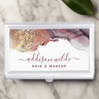 Purple And Gold Modern Art Liquid Watercolor Ink Business Card Case