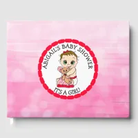 A Baby Girl and her Teddy Bear Baby Shower Guest Book