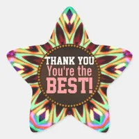 Thank You- You're the Best Rainbow Star Sticker