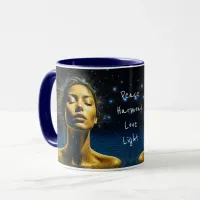 Ethereal Woman Meditating Under the Stars Mug