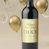 Confetti on a Shiny Glam Gold Metallic New Year  Wine Label