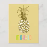 Pineapple Gold Mahalo ID239 Postcard