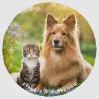 Pet Dog Cat Custom Photo Personalized Names Round Beach Towel