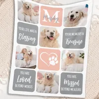 Pet Memorial Personalized Pastel Photo Collage Dog Fleece Blanket