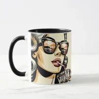 Pop Art Comic Book Pretty Woman Drinking Soda Mug