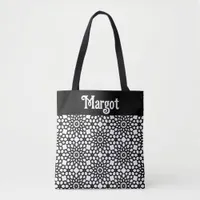 Abstract Snowflake in Classic Black and White  Tote Bag