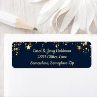 Christmas Gold Stars, Baubles, Tree Return Address Label