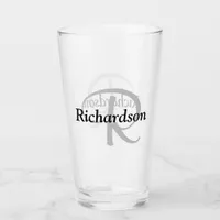 Elegant Black Silver Custom Monogram Name Glass