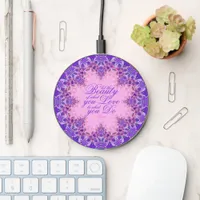 Purple Pink Inspirations Quote  Wireless Charger