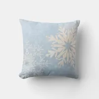Blue Snowflake Winter Throw Pillow