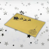 Black on Gold Merry Christmas Santa |  Cloth Placemat