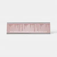 Luxury Rose Gold Dripping Glitter Desk Name Plate